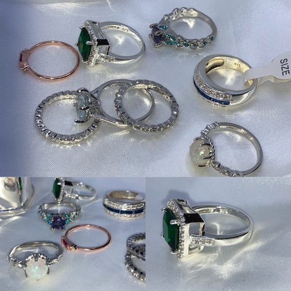 6pcs Size 8 Fashion Ring Set Rose Gold Silver - Picture 4 of 4